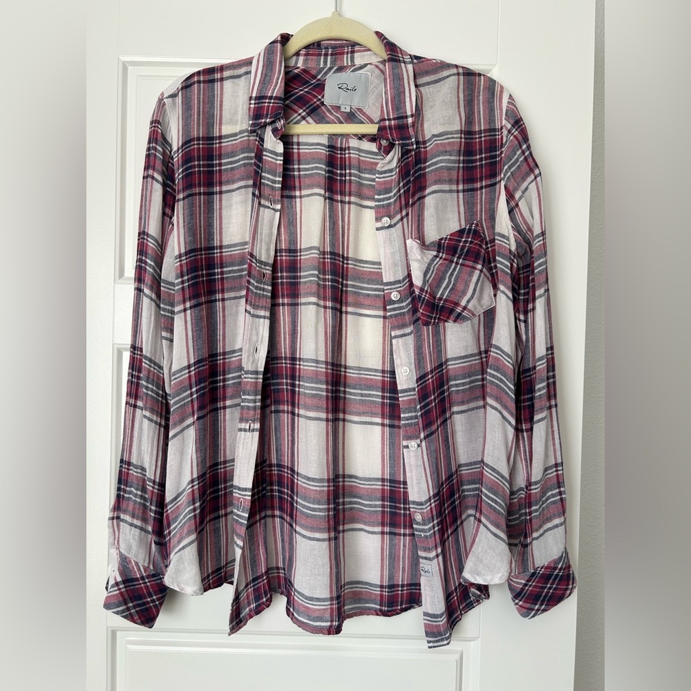 Rails Plaid Shirt - Red, Blue, and White Size S